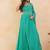 Aqua bandhej drape cape set with palazzo & choli