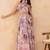 Baby pink floral skirt set with crystal embellished tube blouse & attached dupatta