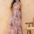 Baby pink floral skirt set with crystal embellished tube blouse & attached dupatta