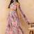 Baby pink floral skirt set with crystal embellished tube blouse & attached dupatta