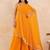 Yellow leheriya one shoulder drape cape set with palazzo & choli