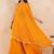 Yellow leheriya one shoulder drape cape set with palazzo & choli