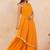 Yellow leheriya one shoulder drape cape set with palazzo & choli