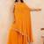 Yellow leheriya one shoulder drape cape set with palazzo & choli