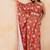 Red floral printed one shoulder kaftan with embellished waist belt