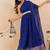 Blue bandhej one shoulder kaftan with mirror embellished waist belt