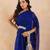 Blue bandhej one shoulder kaftan with mirror embellished waist belt