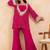 Rani pink bandhej mirror embroidered kurta set