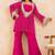 Rani pink bandhej mirror embroidered kurta set