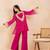 Rani pink bandhej mirror embroidered kurta set