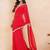 Red bandhej pre-draped saree set