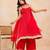 Red bandhej mirror embellished anarkali set with palazzo & dupatta