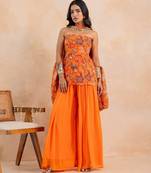 Marigold floral printed tube kurta plazzo set