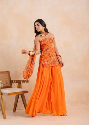 Marigold floral printed tube kurta plazzo set 3