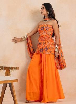 Marigold floral printed tube kurta plazzo set 5