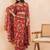 Red floral printed drape skirt set