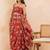 Red floral printed drape skirt set