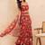 Red floral printed drape skirt set