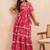 Pink floral flared pre-draped saree