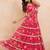 Pink floral flared pre-draped saree