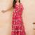 Pink floral flared pre-draped saree