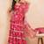Pink floral flared pre-draped saree