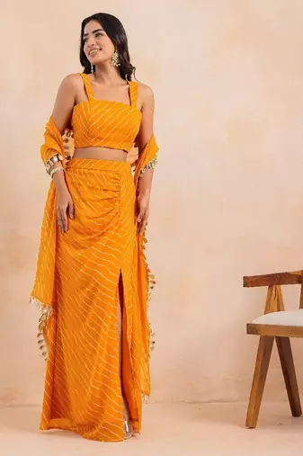 yellow leheriya multicolor-styling set