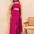 Fuchsia pink bandhej multi-styling set with mirror lace detailing