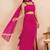 Fuchsia pink bandhej multi-styling set with mirror lace detailing