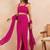 Fuchsia pink bandhej multi-styling set with mirror lace detailing