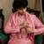 Pink embroidered silk kurta with dupatta