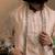 Peach embroidered silk kurta with dupatta