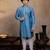 Blue embroidered silk kurta with dupatta