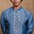 Blue embroidered silk kurta with dupatta