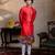 Red embroidered silk kurta