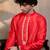 Red embroidered silk kurta