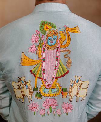 Sea green embroidered silk kurta 2