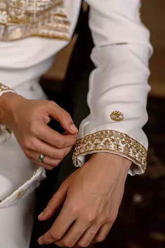 White embroidered silk kurta