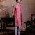 Pink embroidered silk kurta with dupatta