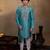 Green embroidered silk kurta with dupatta