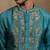 Green embroidered silk kurta with dupatta