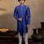 Dark blue embroidered silk kurta with dupatta