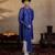 Dark blue embroidered silk kurta with dupatta