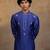 Dark blue embroidered silk kurta with dupatta