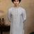 White embroidered silk kurta with dupatta