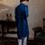 Navy blue embroidered silk kurta with dupatta