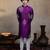 Purple embroidered silk kurta with dupatta