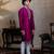 Purple embroidered silk kurta with dupatta