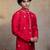 Red embroidered silk kurta with dupatta