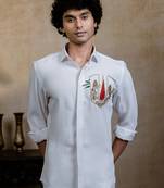 White embroidered suiting shirt